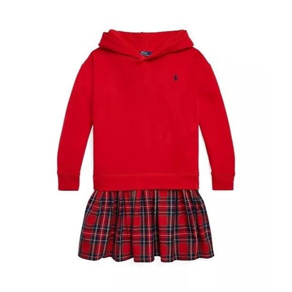Other - Polo Ralph Lauren Girls XL‎ 16 Red Plaid Hoodie Sweatshirt Dress Preppy Tartan